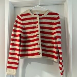 a new day Red & Cream Striped Button-Front Cardigan